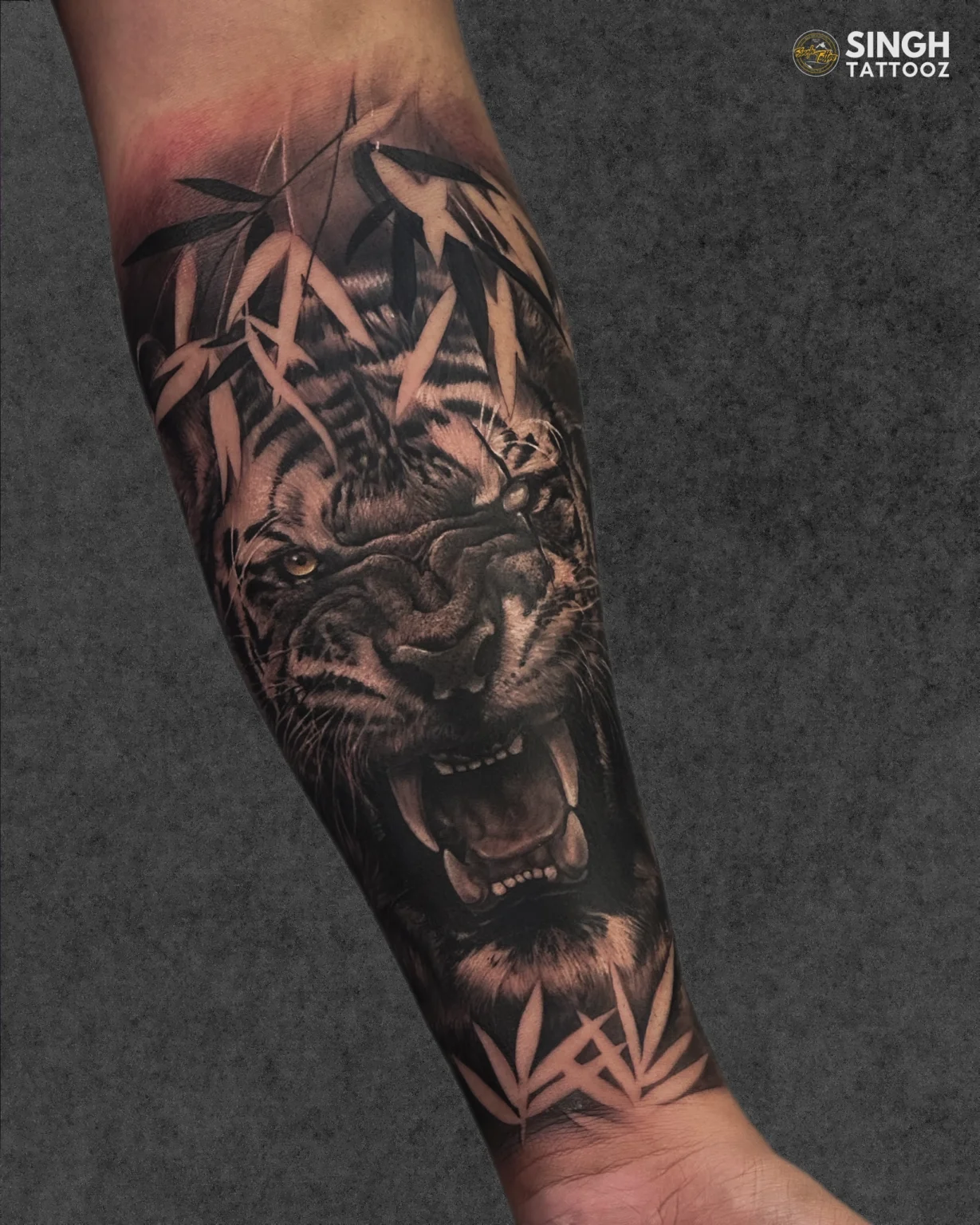 Tiger face tattoo design on hand